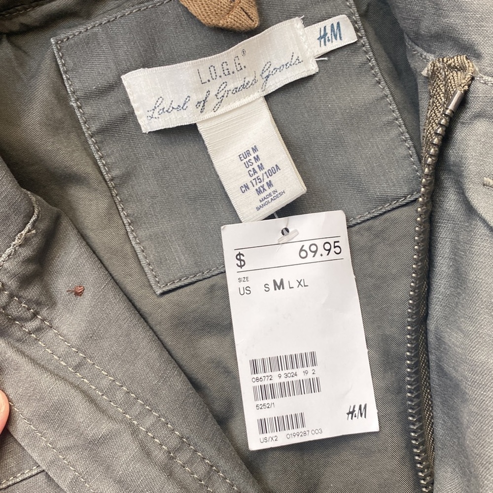 NWT H&M L.O.G.G. Army Green utility jacket - Picture 3 of 6
